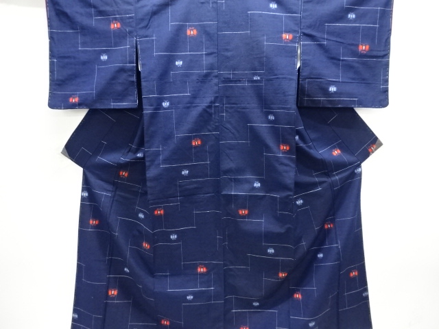 JAPANESE KIMONO / ANTIQUE KIMONO / SILK / TSUMUGI / WOVEN BUTTERFLY